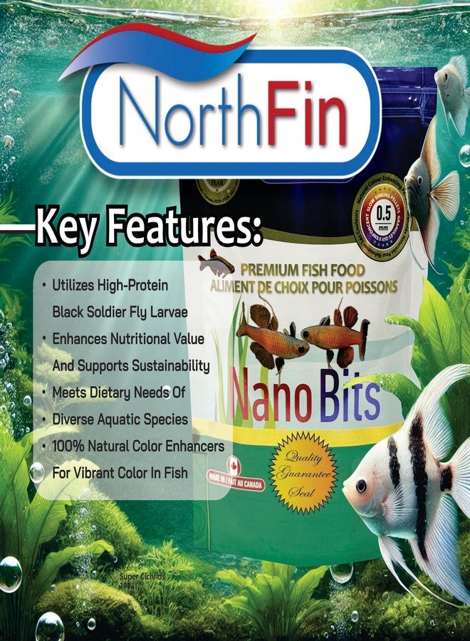 Northfin نورثفين نانو بيتس طعام أسماك ممتاز - حبيبات بطيئة الغرق بحجم 0.5 مم لأسماك النانو، والبيتا، والدانيو - تركيبة غنية بالبروتين، مصنوعة من الحشرات مع أوميغا 3، وسبيرولينا، ومحسنات لون طبيعية (20 جم) - Image 3